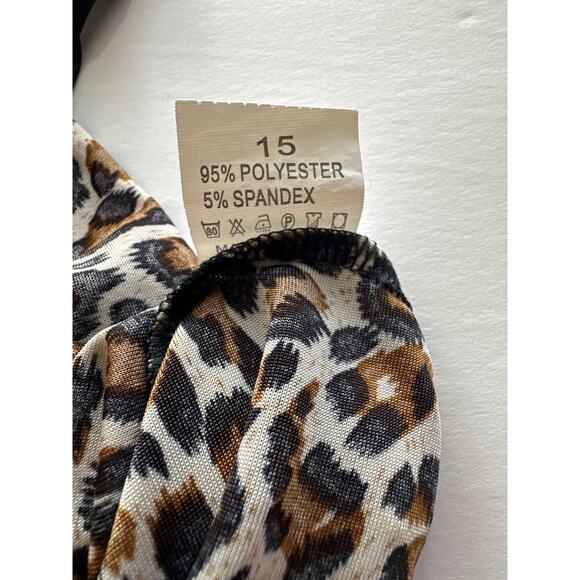 Vintage Renegade Club🌿Leopard Print Bodycon Dress Women’s Size 15 Y2K 90s Style - Picture 4 of 10